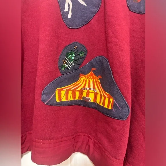 New Anthropologie Nathalie Lete Circus Embroidered / Crystal Sweatshirt Size XL - Picture 7 of 14